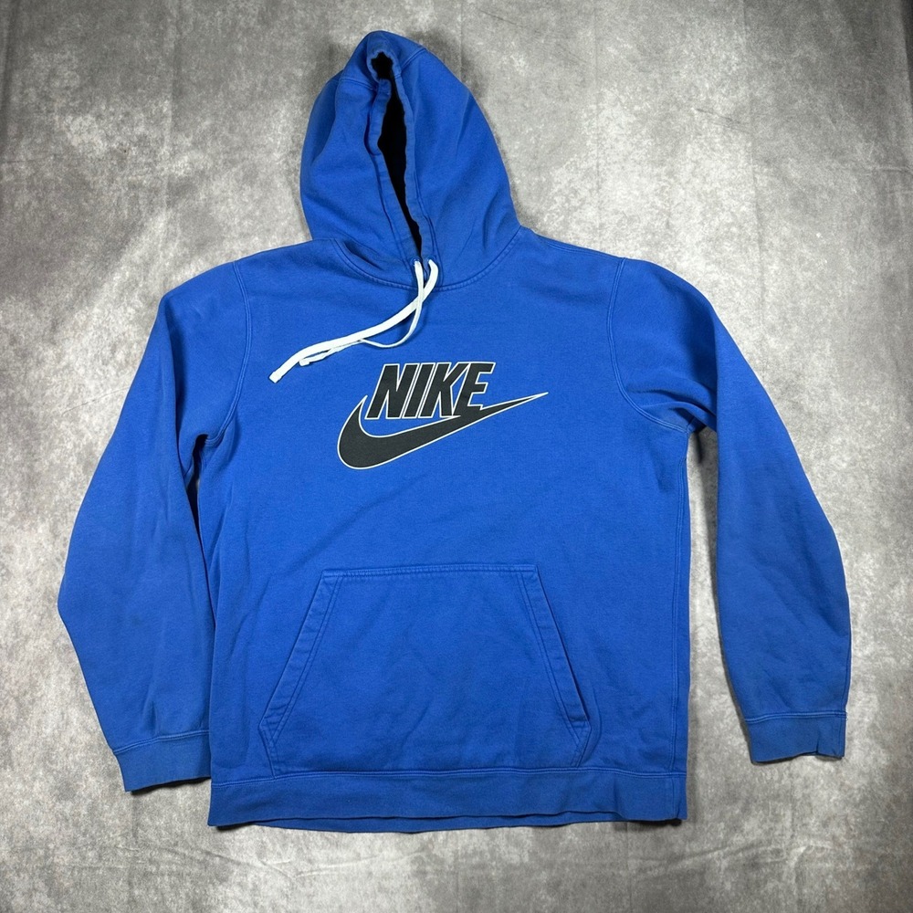 Nike Men Sportswear Pullover Hoodie Royal Blue Graphic Logo Large Athleisure Y2K